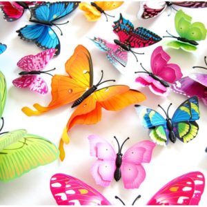 12Pcs  פרפר מדבקה 3D לקיר – כנפי פרפר בשכבה כפולה