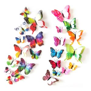 12Pcs  פרפר מדבקה 3D לקיר – כנפי פרפר בשכבה כפולה