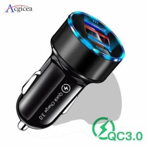 מטען  USB לרכב לטעינה מהירה עבור Xiaomi, iPhone, Huawei ,Samsung S8,S9,S10