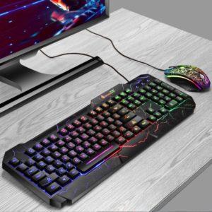 מקלדת ועכבר מדליקים USB Wired משחקי Gamer ערכת RGB LED זוהר עמיד למים קסם של מקלדת בנוחות מירבית