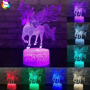 מנורת לילה 3D Led חד קרן 3W, בשלט רחוק 16 צבעים