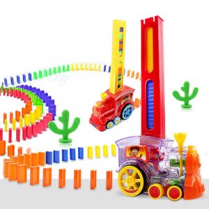 משחק פעולה חוויתי!! ערכת דומינו כוללת רכבת המשמשת כסדרן אבני דומינו